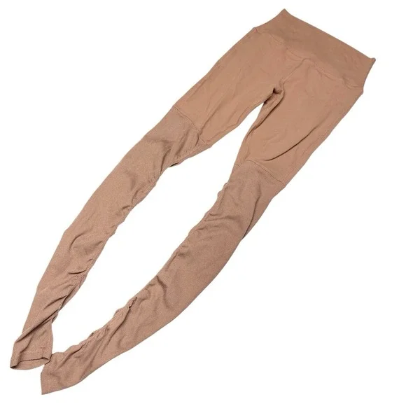 Alo Yoga Goddess Leggings Ribbed Knit Ruched Leg Stretch‎ Rose Quartz Size XS - Picture 3 of 10